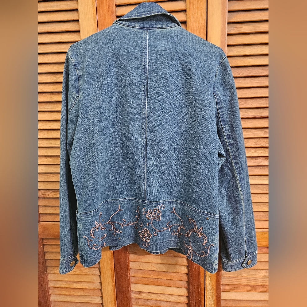 Tantrums Embroidered Denim Jacket | Zip Front | Size L | Statement Piece - Picture 3 of 3